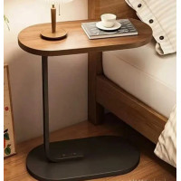 Овальний наддиванний столик 64225 на одній ніжці, суцільна стільниця, металевий каркас, сучасний журнальний стол для дому та офісу